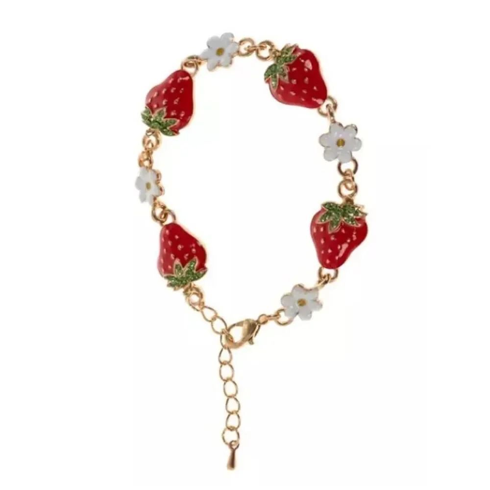 New Metal Gallery Strawberries & Flowers Enamel Bracelet